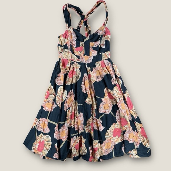 French Connection Dresses & Skirts - French Connection Black Pink Floral Fit & Flare Sundress Womens 2 Cotton Mini